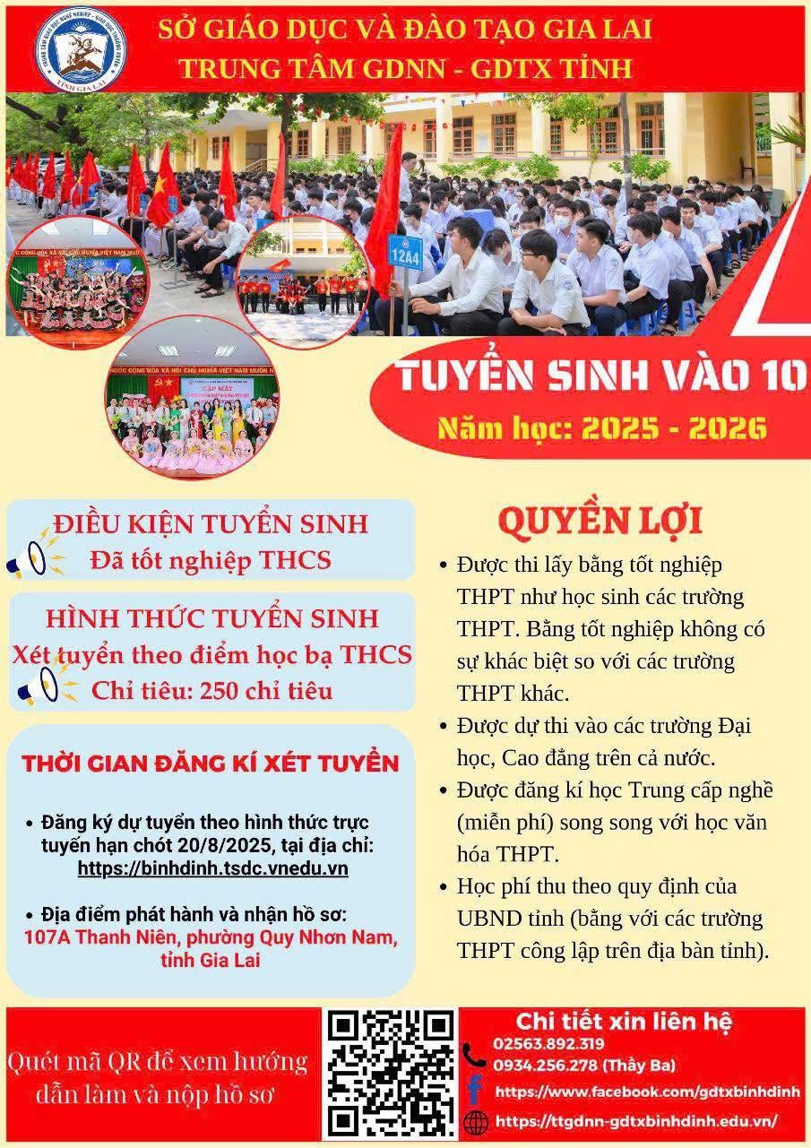 Tuyển sinh lớp 10 hệ GDTX
