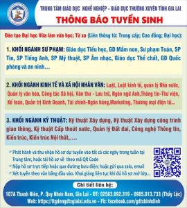 Thông báo tuyển sinh đào tạo trình độ cao đẳng, đại học hình thức đào tạo vừa làm vừa học, từ xa năm 2025